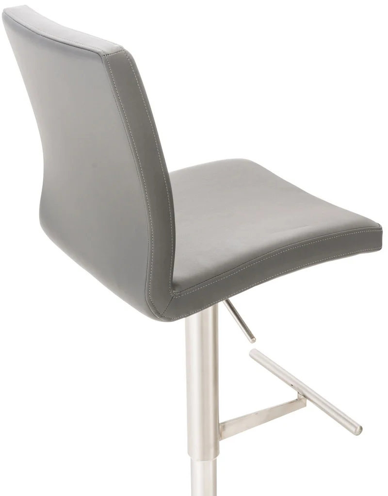 Tabouret de bar x1 réglable en hauteur et pivotant à 360° plateforme ronde en métal noir assise en PVC gris 10_0004564
