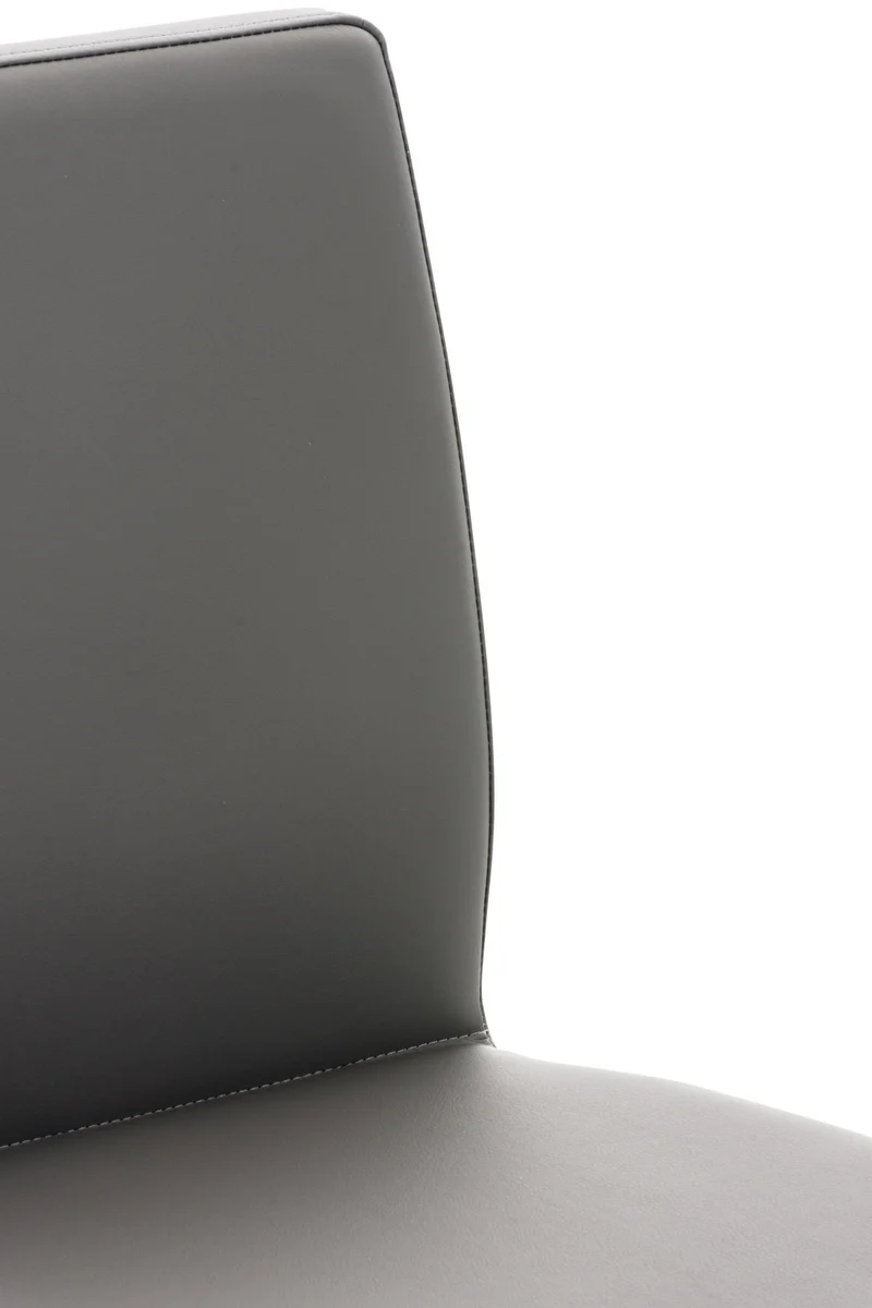 Tabouret de bar x1 réglable en hauteur et pivotant à 360° plateforme ronde en métal noir assise en PVC gris 10_0004564
