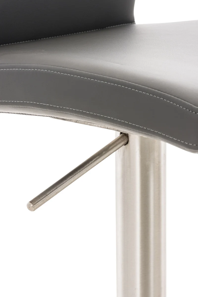 Tabouret de bar x1 réglable en hauteur et pivotant à 360° plateforme ronde en métal noir assise en PVC gris 10_0004564