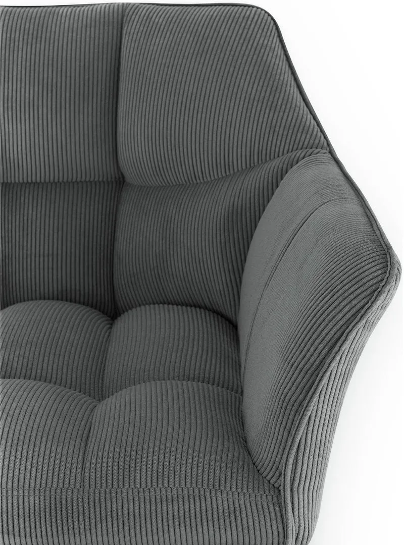 Tabouret de bar x1 assise enveloppante capitonnée en velours côtelé gris avec structure à 4 pieds en acier inoxydable 10_0006222