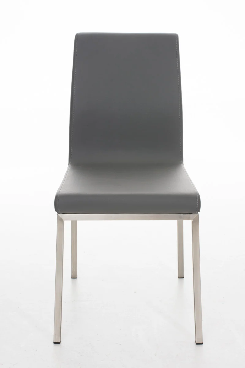 Chaise de salle à manger x1 style épuré en PVC gris et acier inoxydable 10_0002007