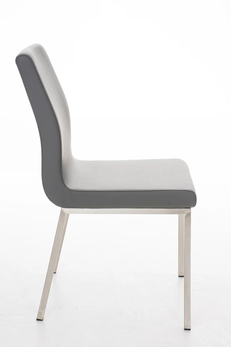 Chaise de salle à manger x1 style épuré en PVC gris et acier inoxydable 10_0002007