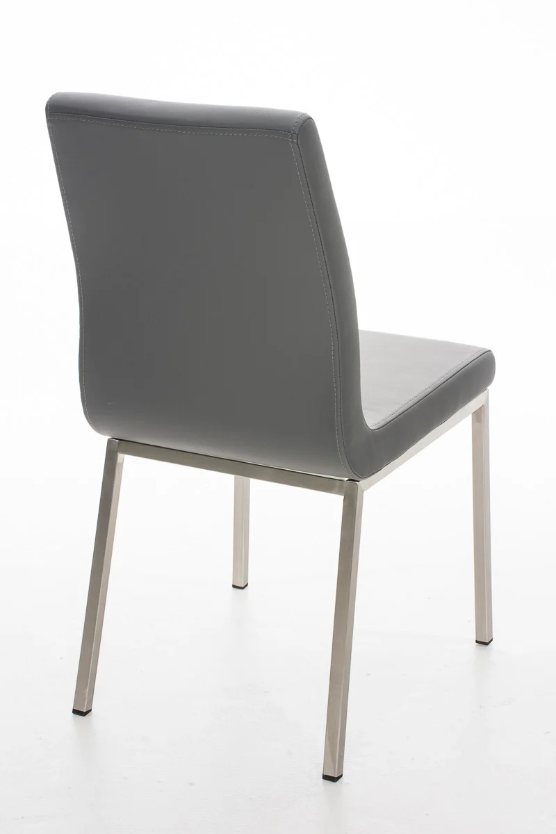 Chaise de salle à manger x1 style épuré en PVC gris et acier inoxydable 10_0002007