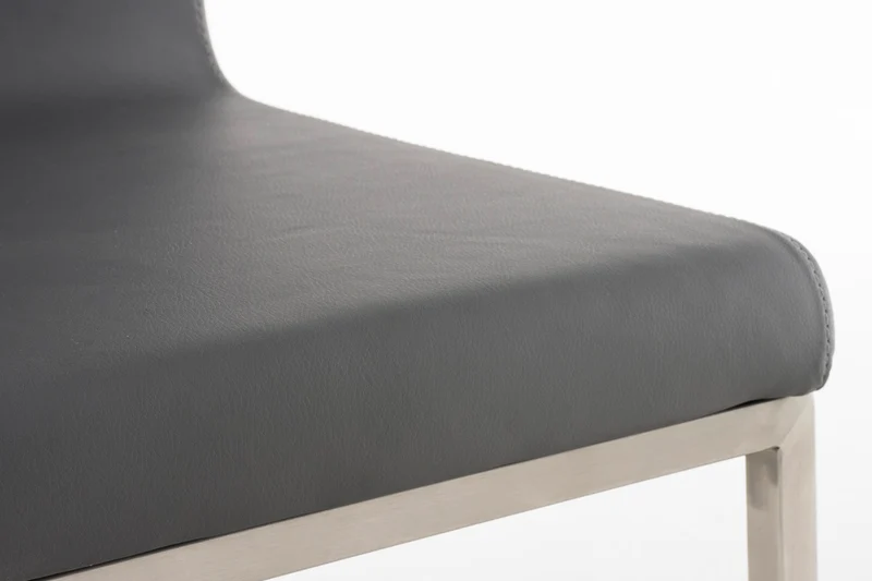 Chaise de salle à manger x1 style épuré en PVC gris et acier inoxydable 10_0002007