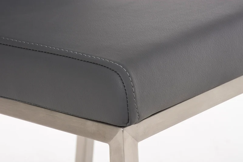Chaise de salle à manger x1 style épuré en PVC gris et acier inoxydable 10_0002007