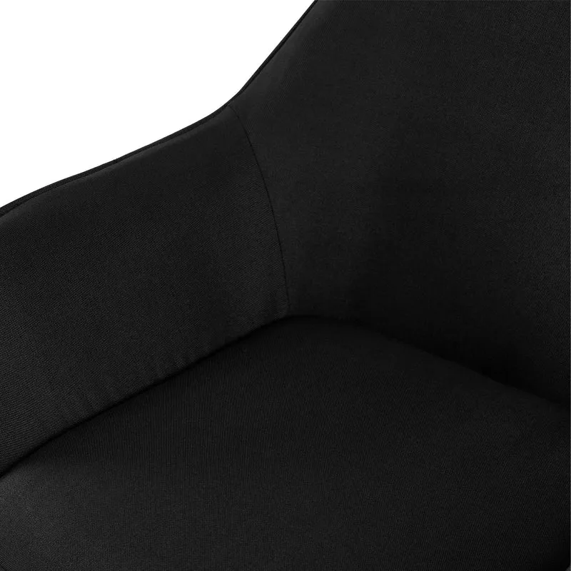 Lot de 2 chaises de salle à manger bureau salle d'attente en tissu noir et métal noir 10_0007419