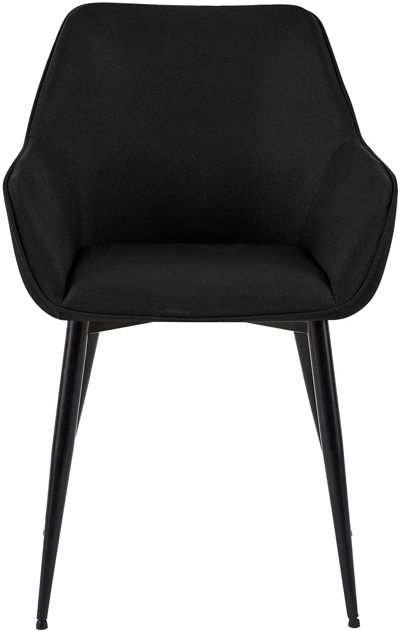 Lot de 2 chaises de salle à manger bureau salle d'attente en tissu noir et métal noir 10_0007419