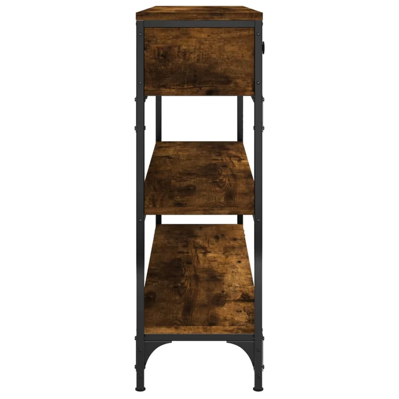 Meuble d'entrée table console design élégant avec tiroirs et étagère 100 x 25 x 75 cm bois d'ingénierie marron et métal DEC031753