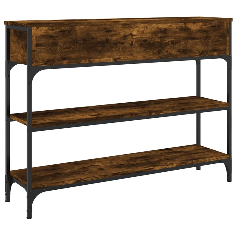 Meuble d'entrée table console design élégant avec tiroirs et étagère 100 x 25 x 75 cm bois d'ingénierie marron et métal DEC031753