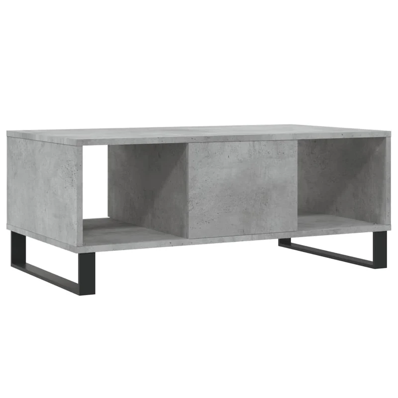 Table basse avec tiroir et de 2 compartiments design moderne 90 x 50 x 36,5 cm bois d'ingénierie gris et métal DEC039369