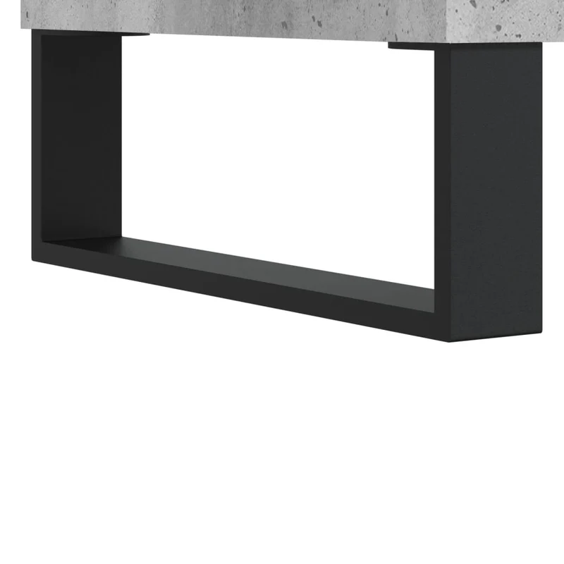Table basse avec tiroir et de 2 compartiments design moderne 90 x 50 x 36,5 cm bois d'ingénierie gris et métal DEC039369