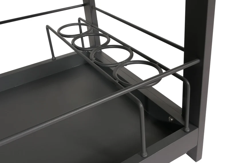 Lot de 3 éléments de cuisine extérieure modulables serviteur avec roulettes 97 x 296 x 50 cm en aluminium gris 04_0010146