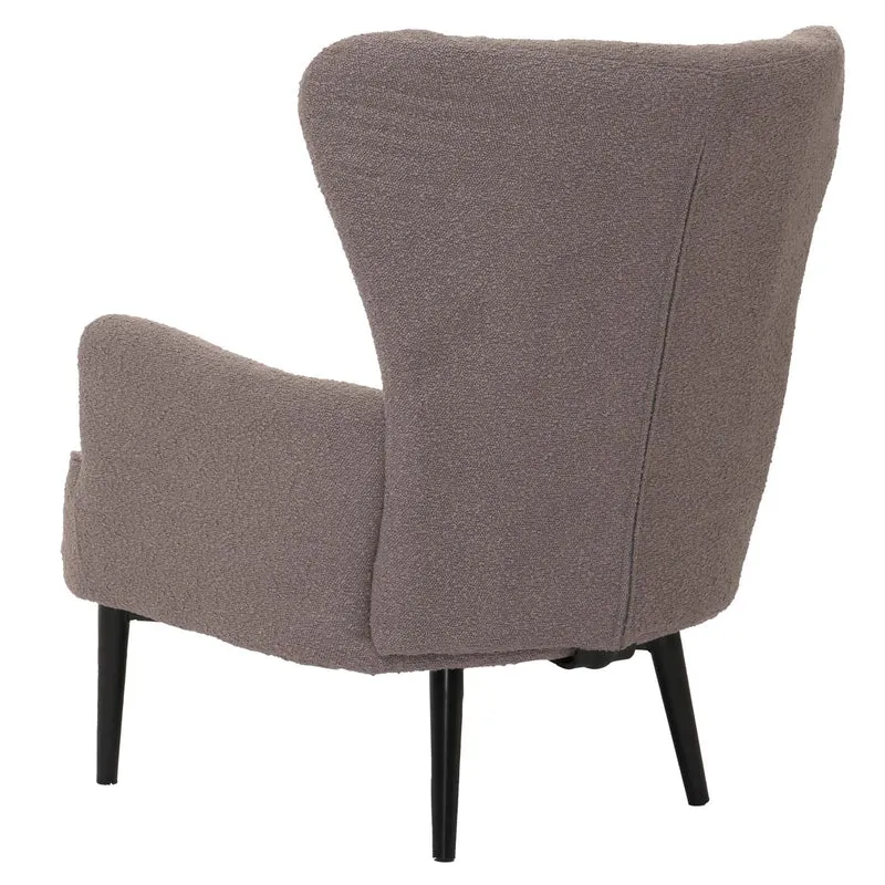 Fauteuil lounge design rétro avec accoudoirs assise large et rembourrage épais structure acier en tissu bouclé gris clair 04_0009993
