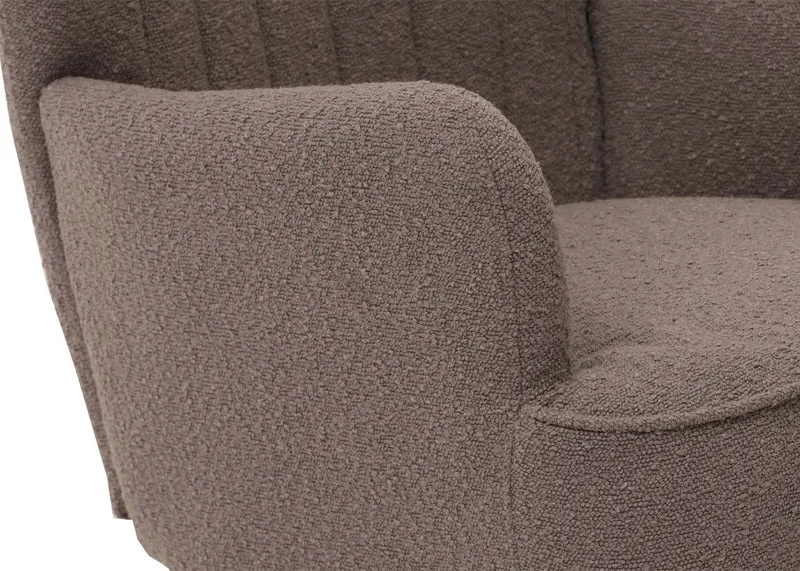 Fauteuil lounge design rétro avec accoudoirs assise large et rembourrage épais structure acier en tissu bouclé gris clair 04_0009993