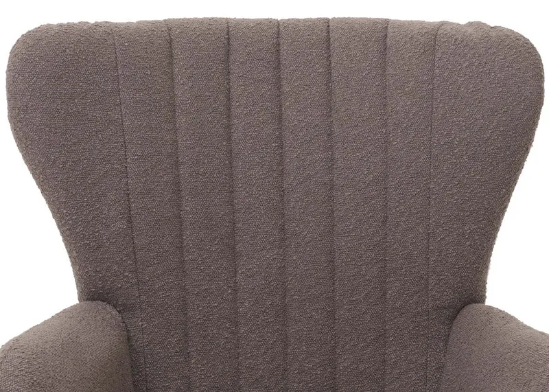 Fauteuil lounge design rétro avec accoudoirs assise large et rembourrage épais structure acier en tissu bouclé gris clair 04_0009993
