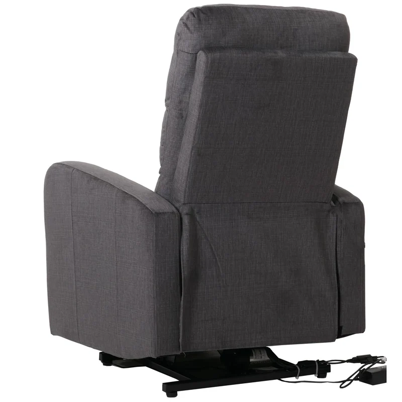 Fauteuil releveur électrique relax en tissu chenille gris foncé avec fonction allongée et télécommande 04_0010041