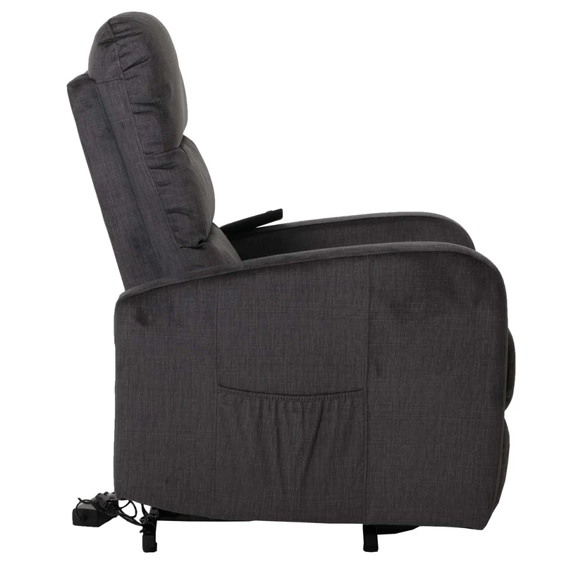 Fauteuil releveur électrique relax en tissu chenille gris foncé avec fonction allongée et télécommande 04_0010041