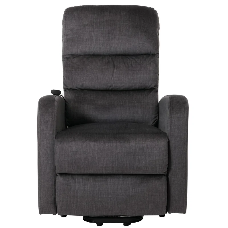 Fauteuil releveur électrique relax en tissu chenille gris foncé avec fonction allongée et télécommande 04_0010041