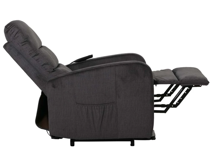Fauteuil releveur électrique relax en tissu chenille gris foncé avec fonction allongée et télécommande 04_0010041