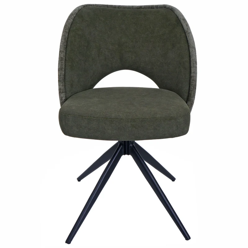 Lot de 2 chaises de salle à manger pivotantes 180° avec retour automatique rembourrage confortable en tissu vert et pieds métal 04_0010042