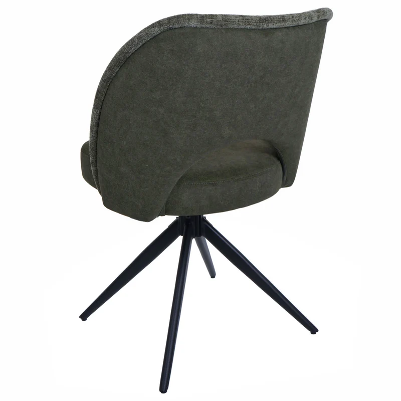 Lot de 2 chaises de salle à manger pivotantes 180° avec retour automatique rembourrage confortable en tissu vert et pieds métal 04_0010042