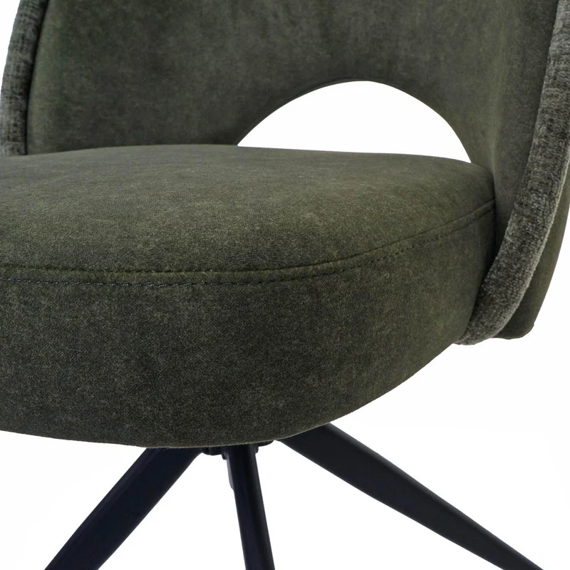 Lot de 2 chaises de salle à manger pivotantes 180° avec retour automatique rembourrage confortable en tissu vert et pieds métal 04_0010042