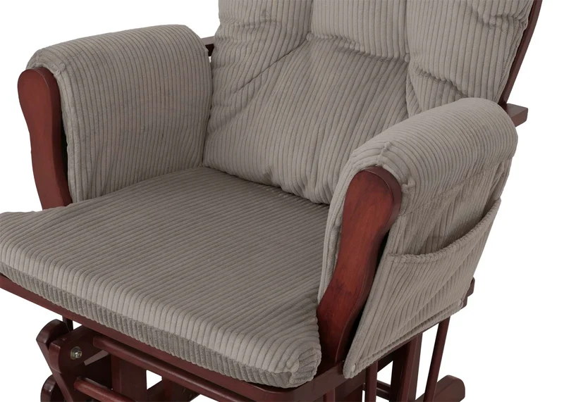 Fauteuil rocking chair avec repose-pieds moderne ergonomique 103 x 74 x 71 cm tissu velours côtelé gris clair 04_0009672