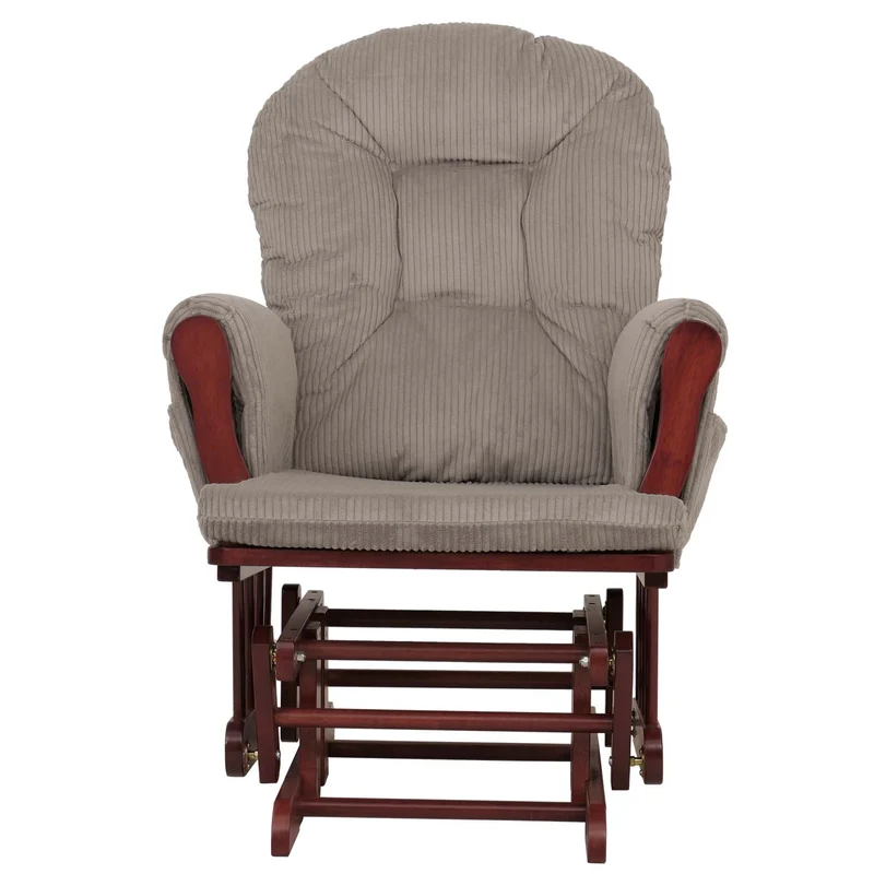 Fauteuil rocking chair avec repose-pieds moderne ergonomique 103 x 74 x 71 cm tissu velours côtelé gris clair 04_0009672