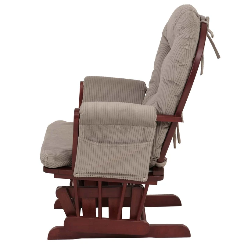 Fauteuil rocking chair avec repose-pieds moderne ergonomique 103 x 74 x 71 cm tissu velours côtelé gris clair 04_0009672