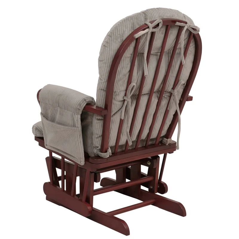 Fauteuil rocking chair avec repose-pieds moderne ergonomique 103 x 74 x 71 cm tissu velours côtelé gris clair 04_0009672