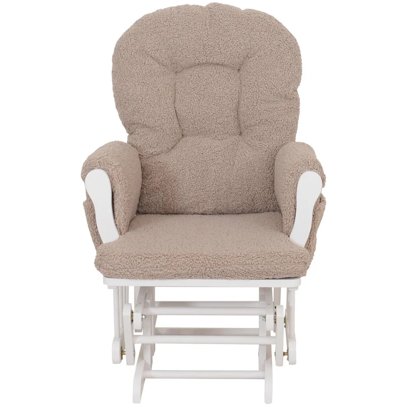 Fauteuil relax avec repose-pieds ergonomique 105 x 74 x 72 cm style moderne salon en tissu bouclé marron 04_0009678