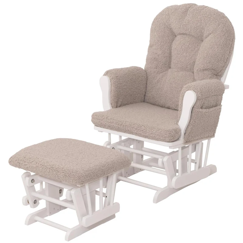 Fauteuil relax avec repose-pieds ergonomique 105 x 74 x 72 cm style moderne salon en tissu bouclé marron 04_0009678