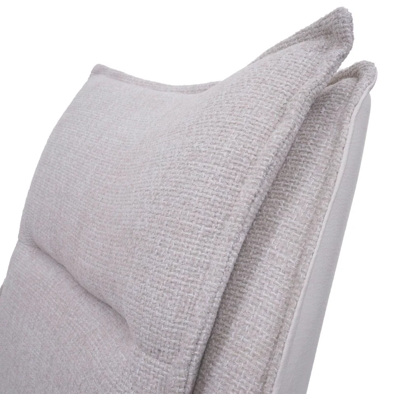Chaise de salle à manger pivotante 180° avec retour automatique rembourrage épais en tissu et simili cuir crème et pieds métal 04_0009954