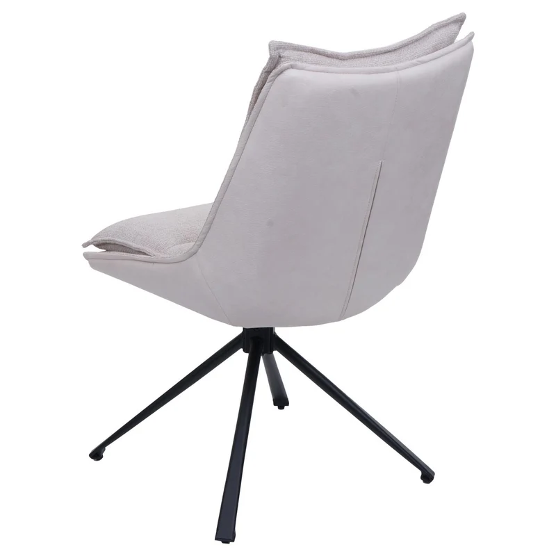 Chaise de salle à manger pivotante 180° avec retour automatique rembourrage épais en tissu et simili cuir crème et pieds métal 04_0009954