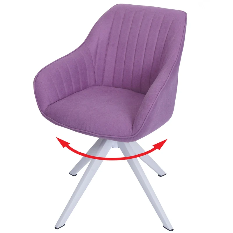 Chaise de salle à manger pivotante 360° avec accoudoirs tissu violet pieds en fer 04_0010033