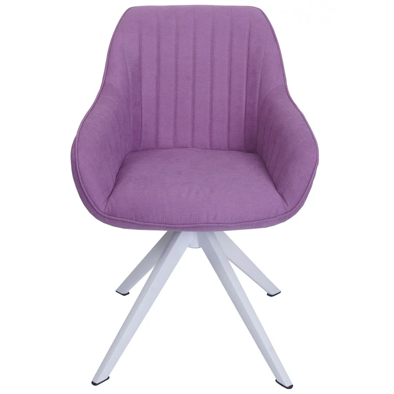 Chaise de salle à manger pivotante 360° avec accoudoirs tissu violet pieds en fer 04_0010033