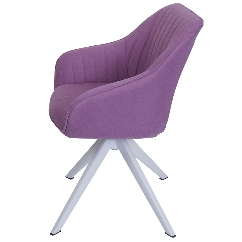 Chaise de salle à manger pivotante 360° avec accoudoirs tissu violet pieds en fer 04_0010033