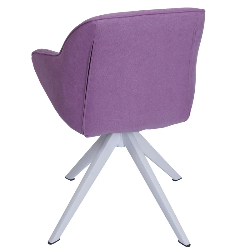 Chaise de salle à manger pivotante 360° avec accoudoirs tissu violet pieds en fer 04_0010033