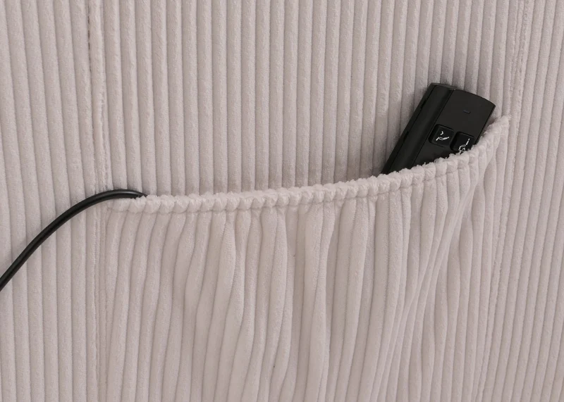 Fauteuil releveur électrique relax en tissu velours côtelé crème blanc avec fonction allongée 04_0010038
