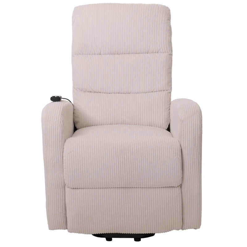 Fauteuil releveur électrique relax en tissu velours côtelé crème blanc avec fonction allongée 04_0010038