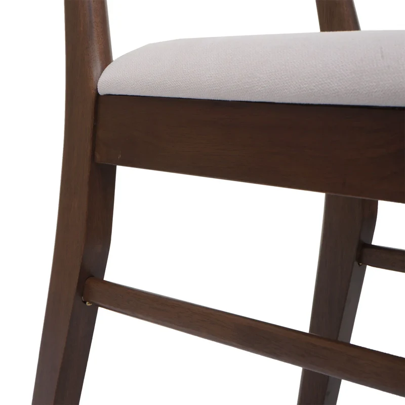 Lot de 6 chaises de salle à manger rembourrées tissu crème avec structure en bois massif 04_0010147