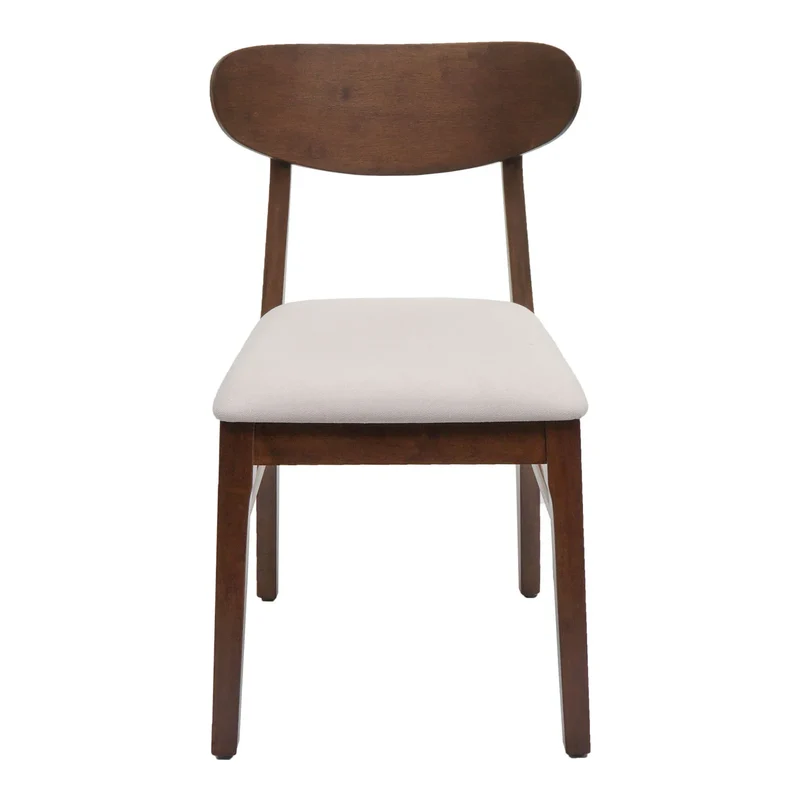 Lot de 6 chaises de salle à manger rembourrées tissu crème avec structure en bois massif 04_0010147
