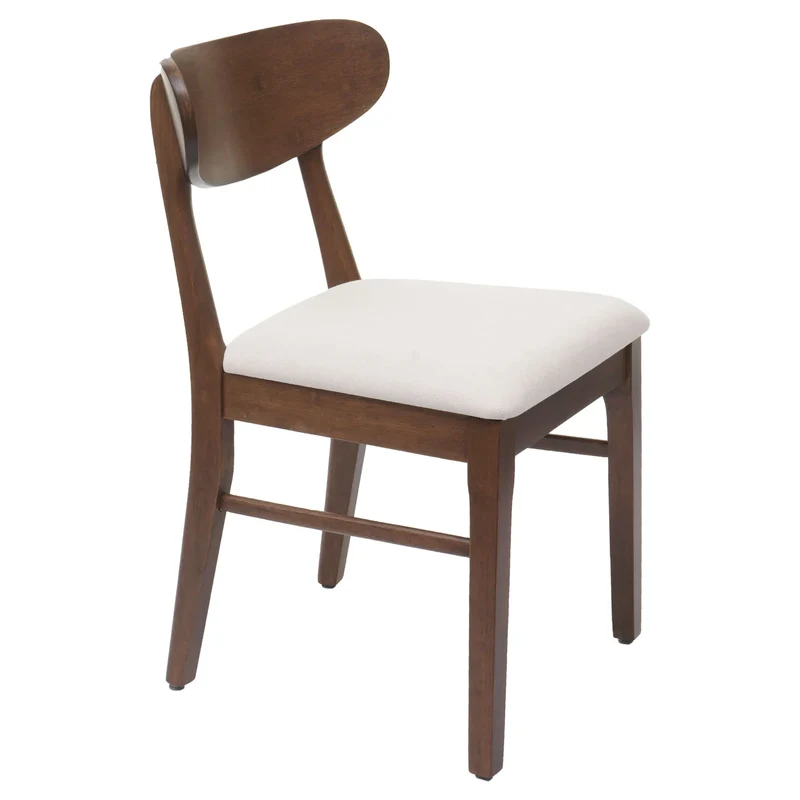 Lot de 6 chaises de salle à manger rembourrées tissu crème avec structure en bois massif 04_0010147