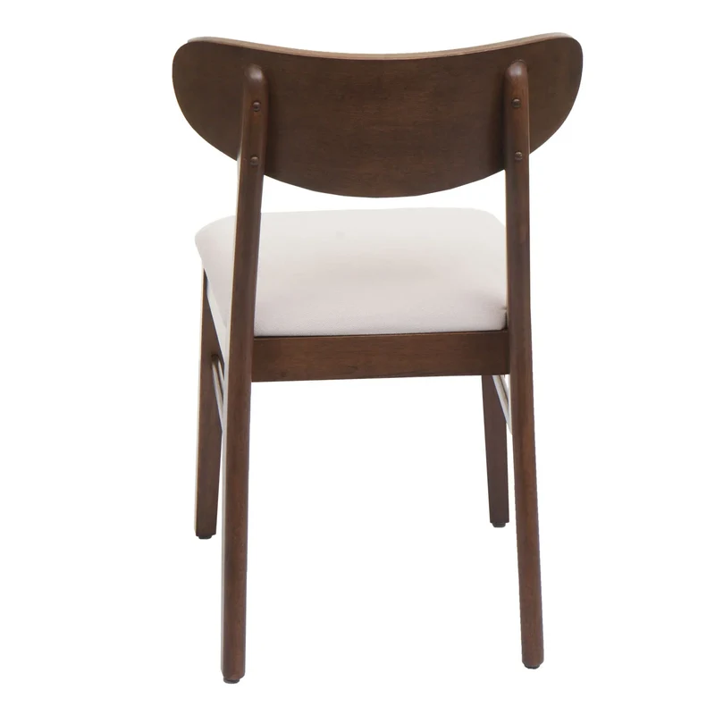 Lot de 6 chaises de salle à manger rembourrées tissu crème avec structure en bois massif 04_0010147