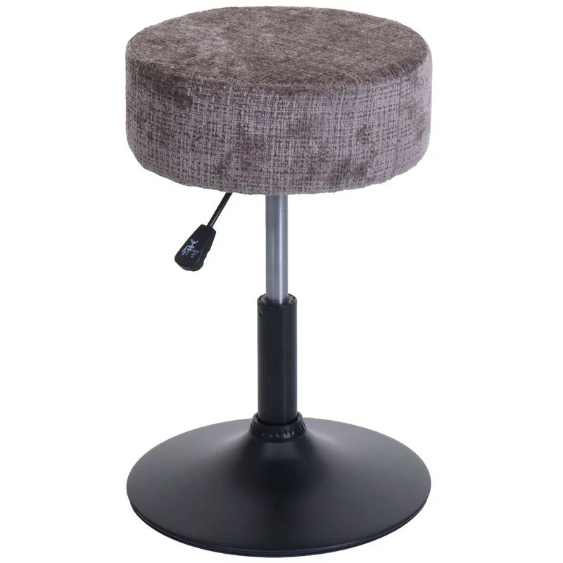 Lot de 2 tabourets réglables pivotants 360° tissu chenille marron Ø37 cm base acier 04_0009943