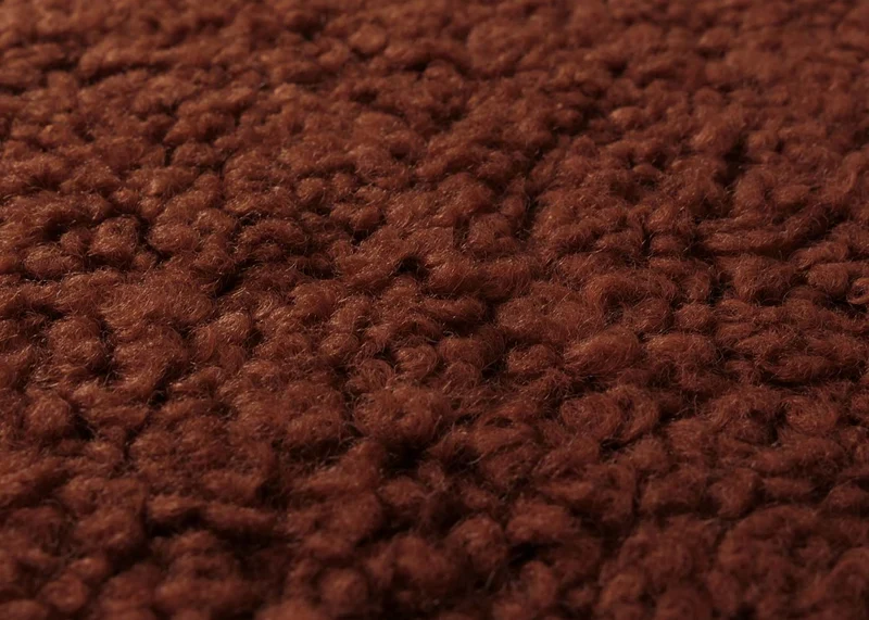 Fauteuil relax à bascule rembourrage épais avec repose-pieds en tissu bouclé marron rouille structure bois massif foncée 04_0009684