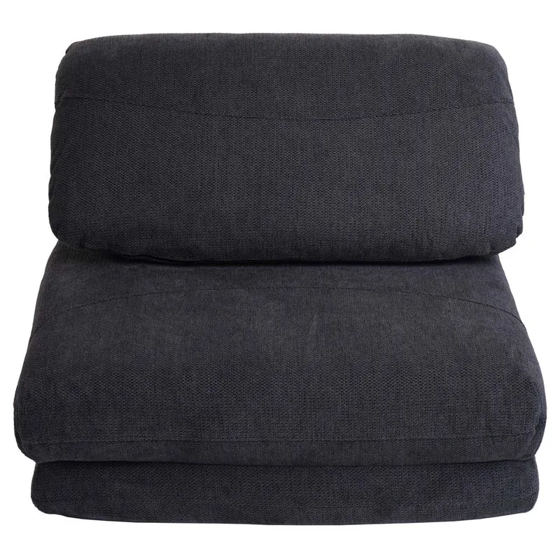 Fauteuil convertible en lit chauffeuse pliable avec dossier réglable 5 positions confortable couchage d’appoint structure métal et en tissu gris foncé 04_0010047