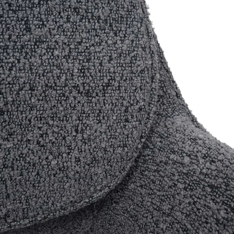 Lot de 2 chaises de salle à manger pivotante 180° avec retour automatique tissu bouclé gris piètement en forme de trépied fer noir 04_0009970