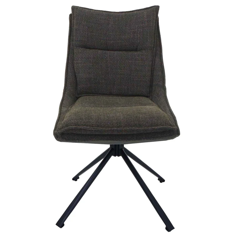 Chaise de salle à manger pivotante 180° avec retour automatique rembourrage épais tissu et simili cuir vert et pieds métal 04_0009979