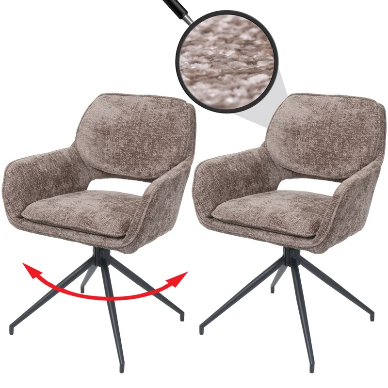 Lot de 2 chaises de salle à manger modernes 57 x 61 x 86 cm avec assise confortable et design épuré en tissu chenille marron 04_0009984